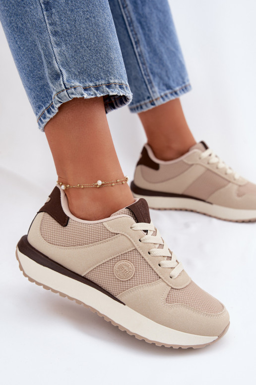 Sneakersy Damskie Na Platformie Big Star TT274275 Beżowe