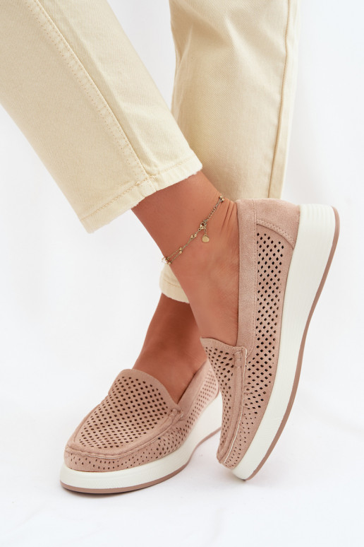 Women's Perforated Loafers Sergio Leone MK097H Beige