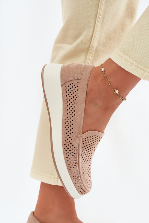 Women's Perforated Loafers Sergio Leone MK097H Beige