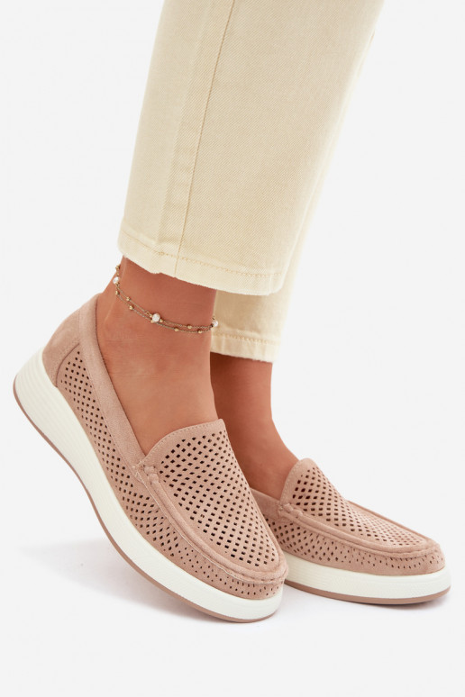 Women's Perforated Loafers Sergio Leone MK097H Beige