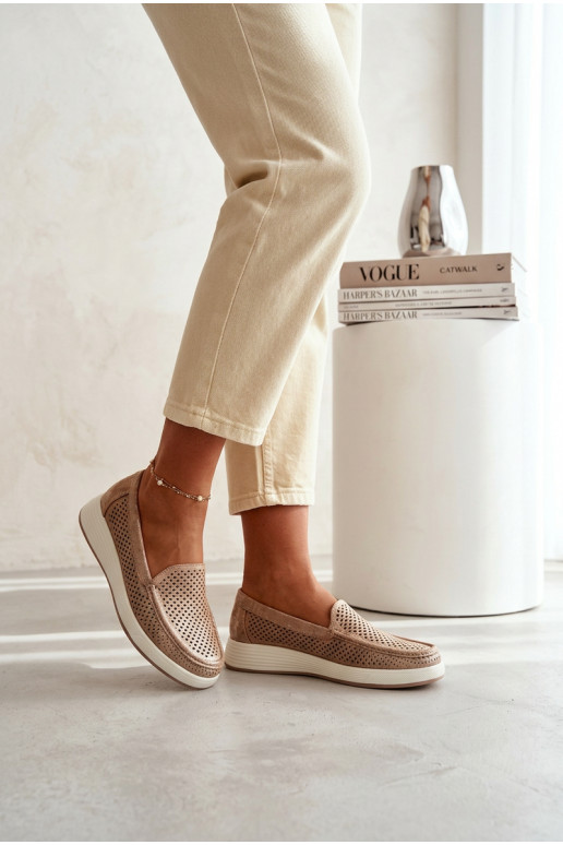 Women's Openwork Moccasins Sergio Leone MK097H Gold