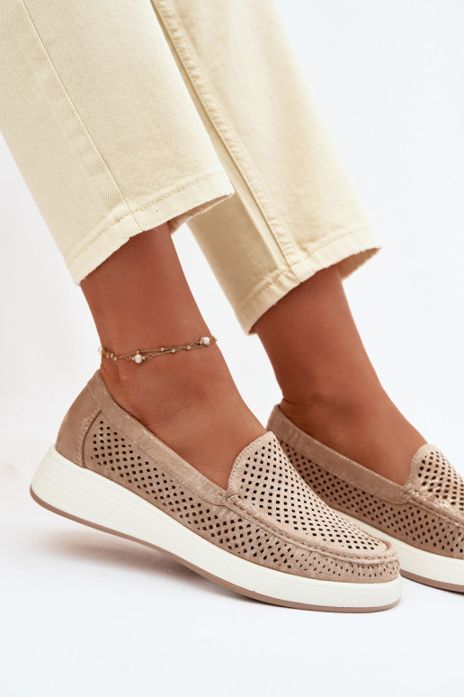 Women's Openwork Moccasins Sergio Leone MK097H Gold