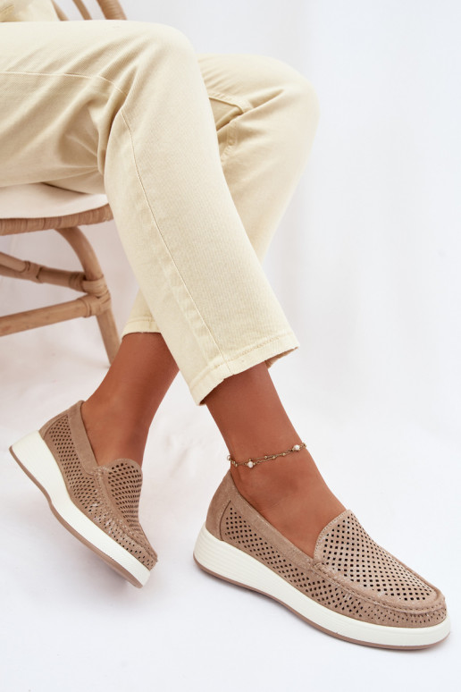 Women's Openwork Moccasins Sergio Leone MK097H Gold