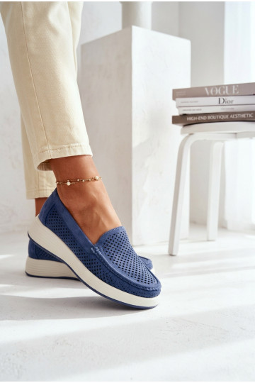 Women's Perforated Moccasins Sergio Leone MK097H Blue