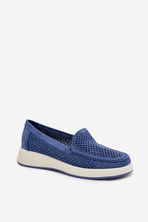 Women's Perforated Moccasins Sergio Leone MK097H Blue