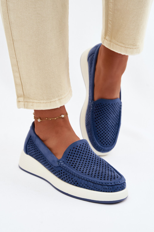 Women's Perforated Moccasins Sergio Leone MK097H Blue