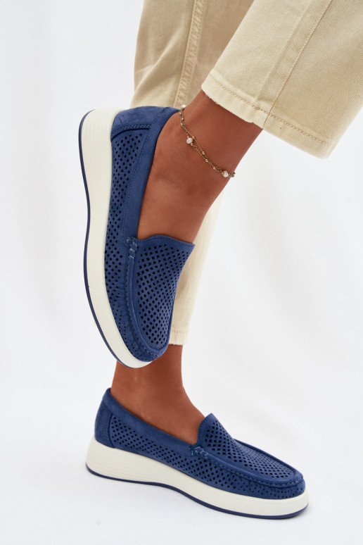 Women's Perforated Moccasins Sergio Leone MK097H Blue