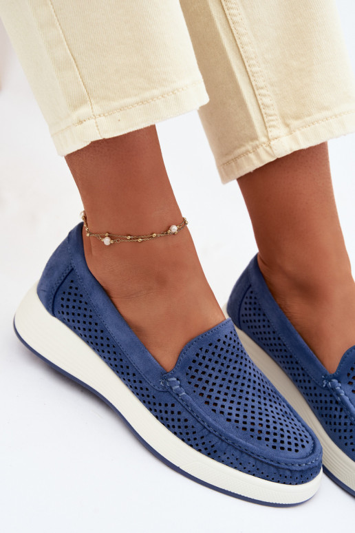 Women's Perforated Moccasins Sergio Leone MK097H Blue