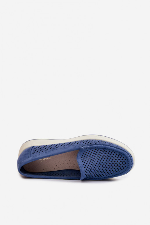 Women's Perforated Moccasins Sergio Leone MK097H Blue