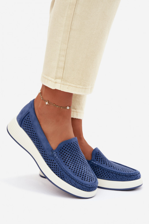 Women's Perforated Moccasins Sergio Leone MK097H Blue
