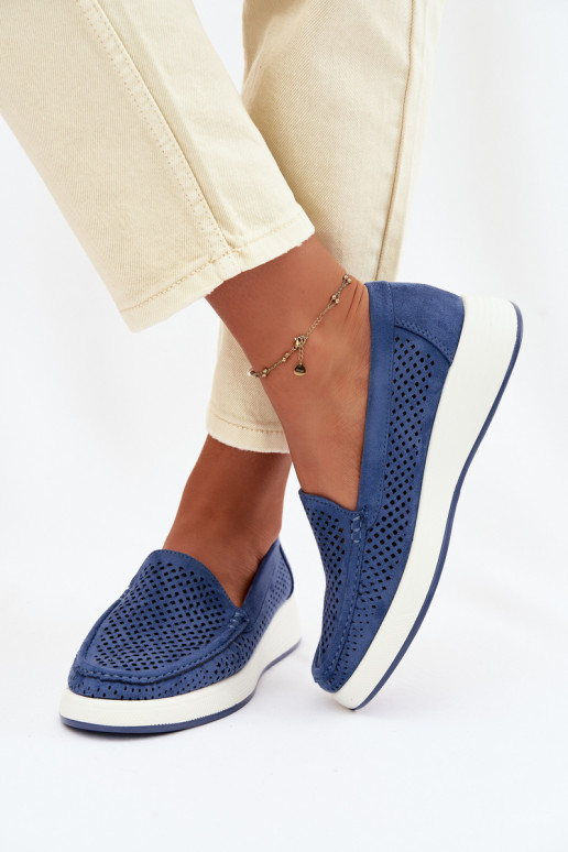 Women's Perforated Moccasins Sergio Leone MK097H Blue