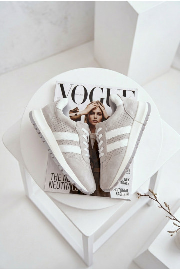 Sneakersy DamskiewithNaturalnego Zamszu Szare Marceline