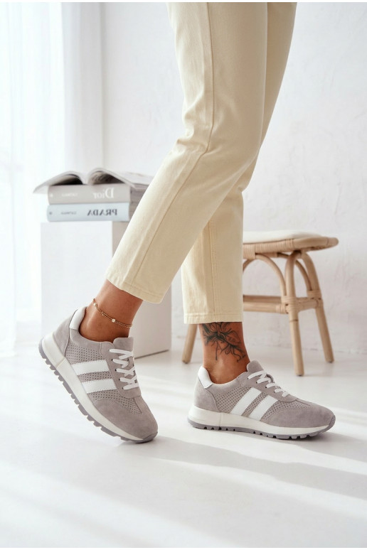 Women's Sneakers Gray Genuine Suede Marceline