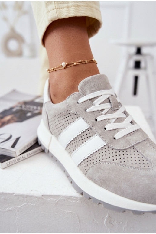 Women's Sneakers Gray Genuine Suede Marceline