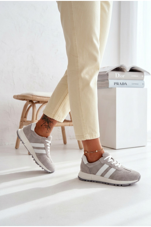 Women's Sneakers Gray Genuine Suede Marceline