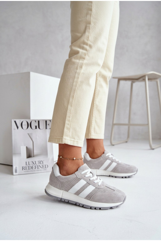 Women's Sneakers Gray Genuine Suede Marceline