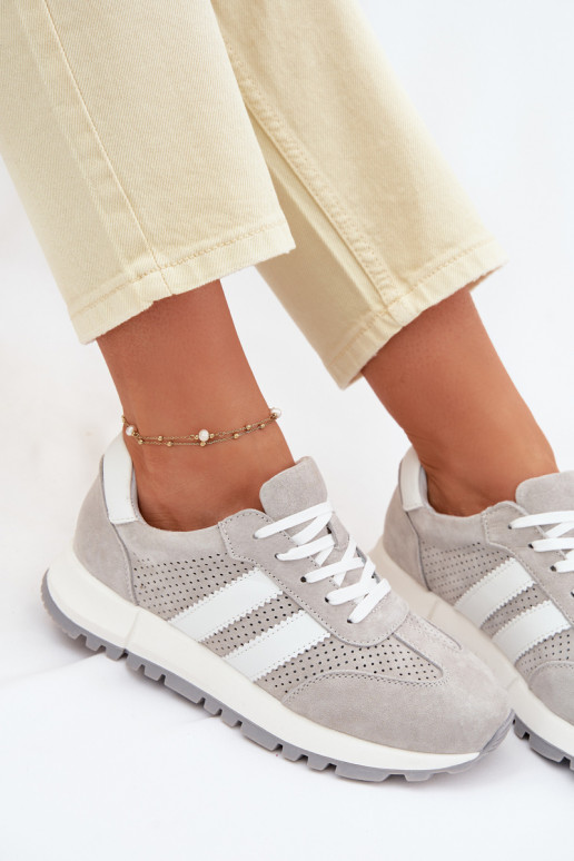 Women's Sneakers Gray Genuine Suede Marceline