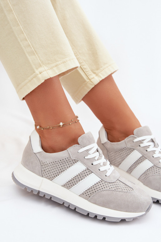 Women's Sneakers Gray Genuine Suede Marceline