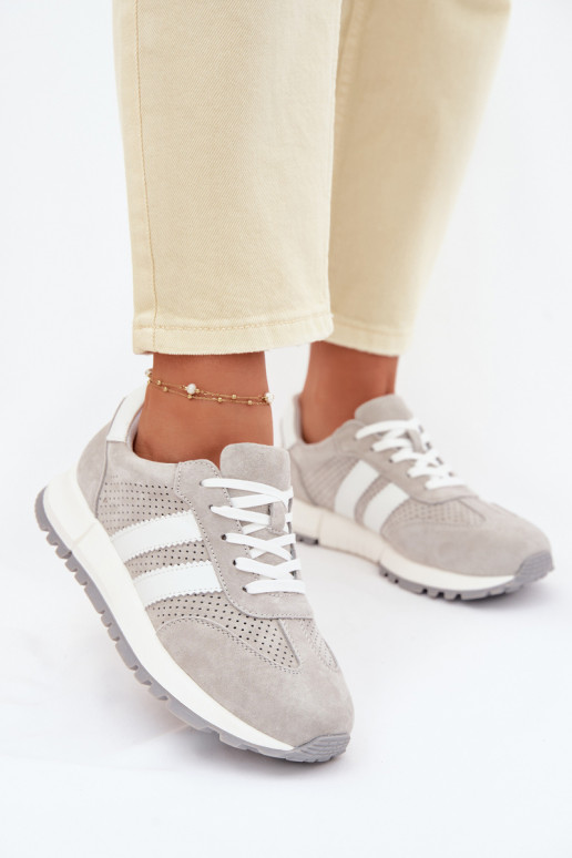 Women's Sneakers Gray Genuine Suede Marceline