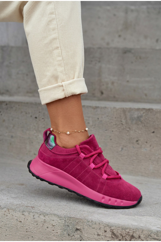 Leather Suede Women's Sneakers Fuchsia Bemela