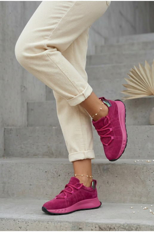 Leather Suede Women's Sneakers Fuchsia Bemela