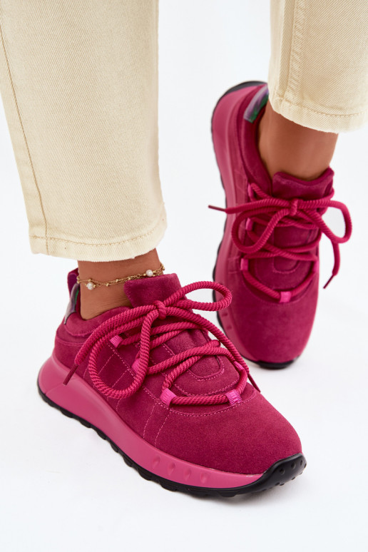 Leather Suede Women's Sneakers Fuchsia Bemela