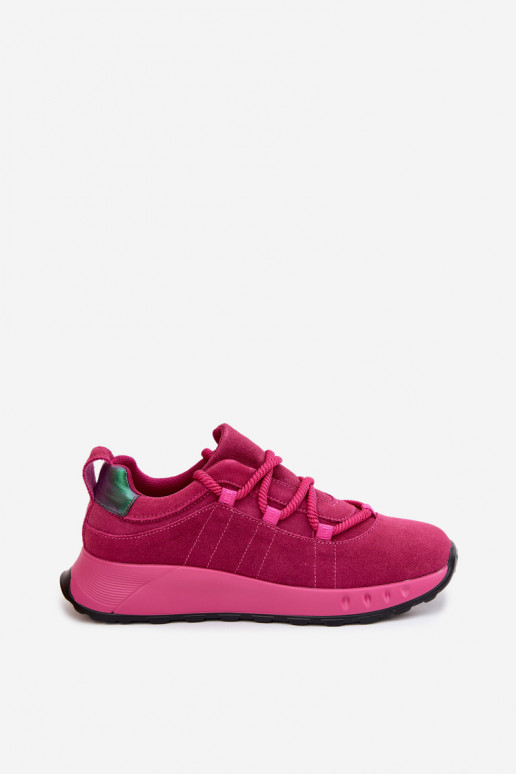 Leather Suede Women's Sneakers Fuchsia Bemela