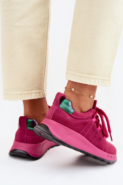 Leather Suede Women's Sneakers Fuchsia Bemela