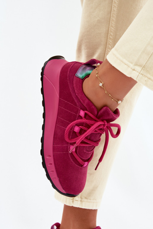 Leather Suede Women's Sneakers Fuchsia Bemela
