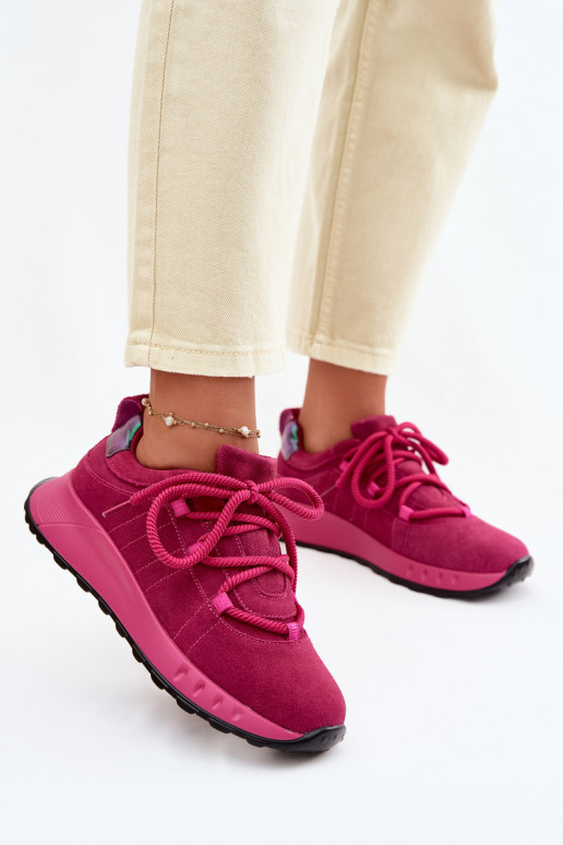 Leather Suede Women's Sneakers Fuchsia Bemela