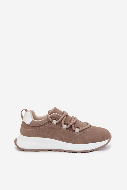 Women's Leather Suede Sneakers Brown Bemela