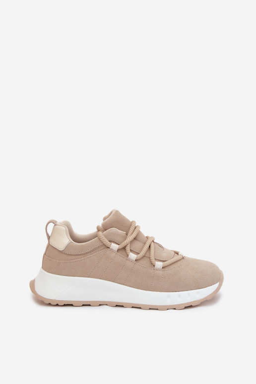 Leather Suede Women's Sneakers Beige Bemela