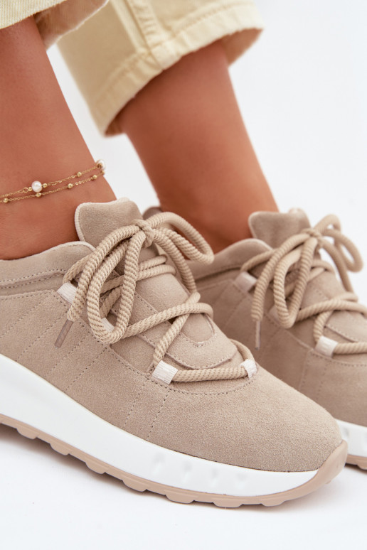 Leather Suede Women's Sneakers Beige Bemela