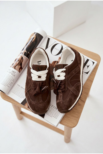 Vinceza Women's Suede Sneakers 86427 Chocolate