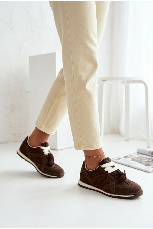 Zamszowe Sneakersy Damskie Vinceza 86427 Czekoladowe