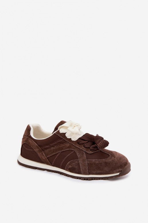 Zamszowe Sneakersy Damskie Vinceza 86427 Czekoladowe