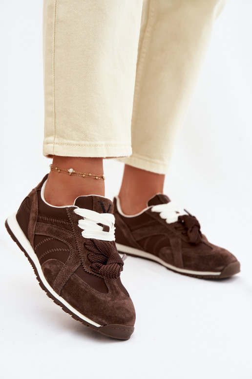 Vinceza Women's Suede Sneakers 86427 Chocolate