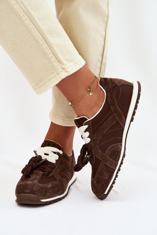 Vinceza Women's Suede Sneakers 86427 Chocolate