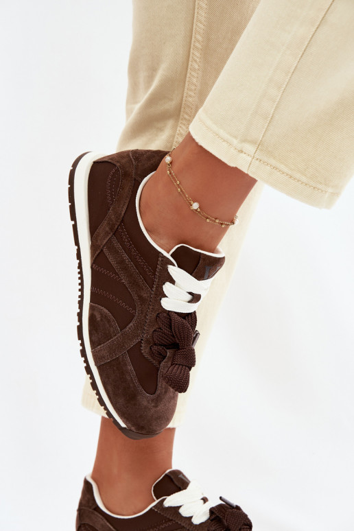 Zamszowe Sneakersy Damskie Vinceza 86427 Czekoladowe