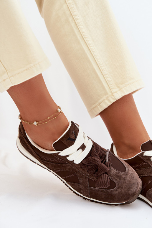 Vinceza Women's Suede Sneakers 86427 Chocolate