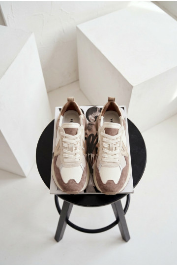 Zamszowe Sneakersy Damskie Kobbo 66954 Beżowe