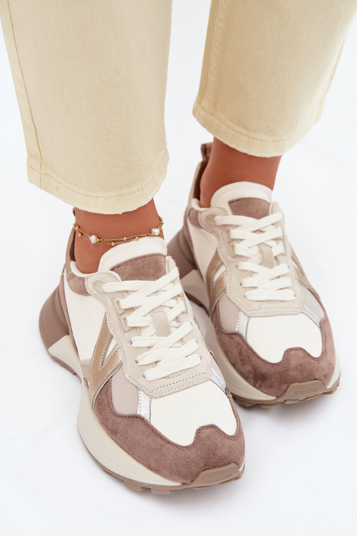 Women's Suede Sneakers Kobbo 66954 Beige