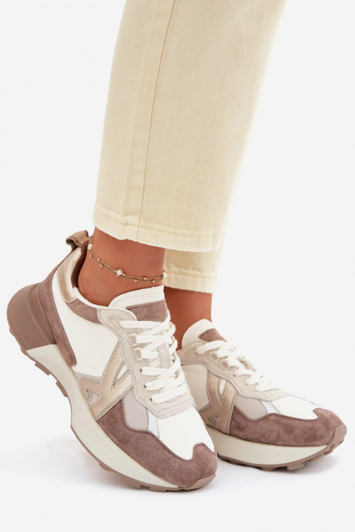 Women's Suede Sneakers Kobbo 66954 Beige