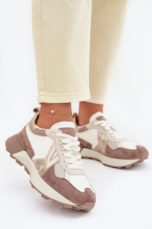 Women's Suede Sneakers Kobbo 66954 Beige