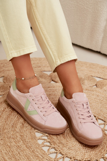 Sneakersy DamskiewithNaturalnego Zamszu Na Platformie Vinceza 79597 Różowe 2