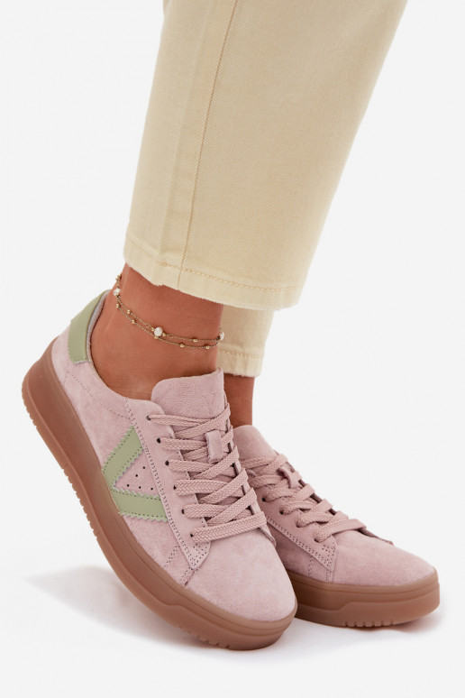 Sneakersy DamskiewithNaturalnego Zamszu Na Platformie Vinceza 79597 Różowe