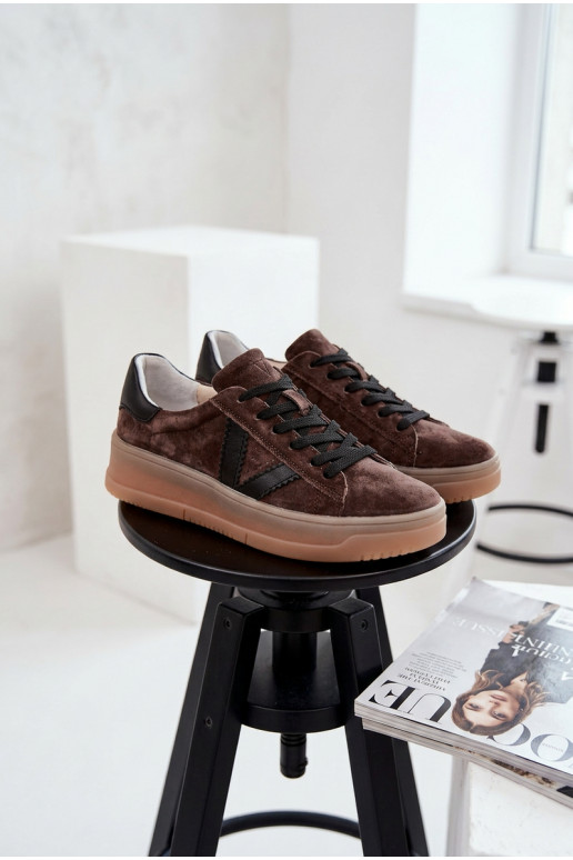 Women's Sneakers Vinceza 79597 on Platform Brown
