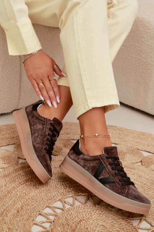 Women's Sneakers Vinceza 79597 on Platform Brown