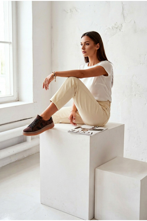 Women's Sneakers Vinceza 79597 on Platform Brown