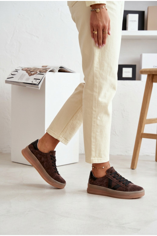 Women's Sneakers Vinceza 79597 on Platform Brown